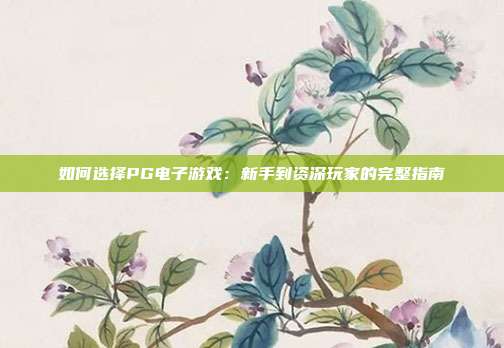 如何选择PG电子游戏：新手到资深玩家的完整指南