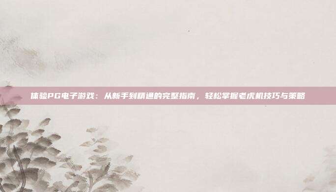 体验PG电子游戏：从新手到精通的完整指南，轻松掌握老虎机技巧与策略