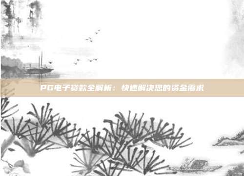 PG电子贷款全解析:快速解决您的资金需求