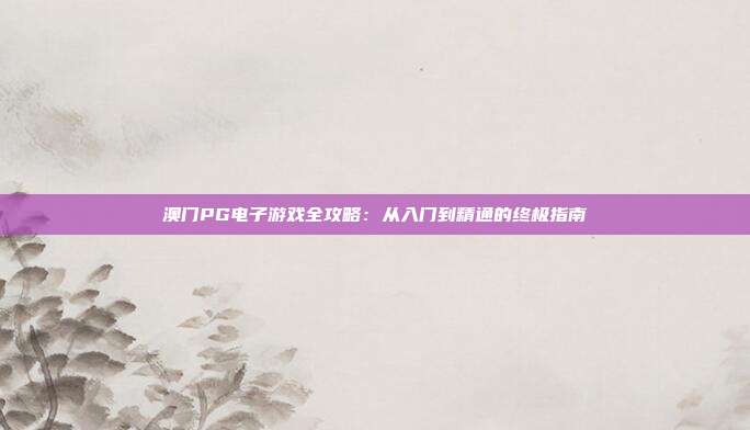 澳门PG电子游戏全攻略:从入门到精通的终极指南